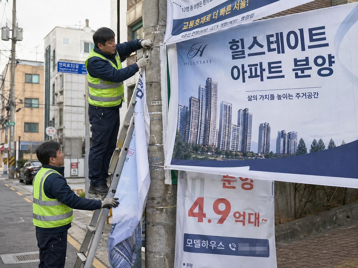 반복되는 무단 현수막 정비 현장